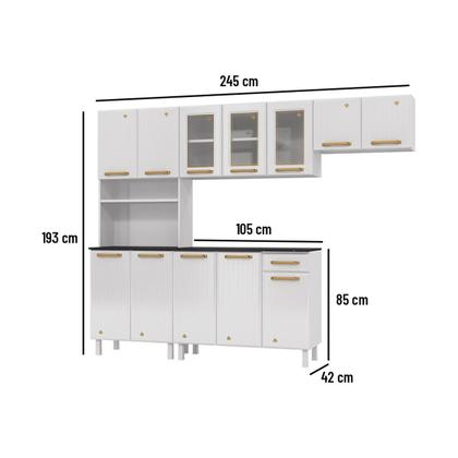 Imagem de Cozinha Completa de Aço 4 Peças Armário para Forno/Micro e Balcão Multimóveis CR20371