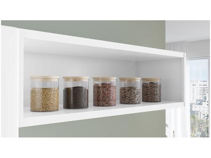 Imagem de Cozinha Completa de Aço Itatiaia Pratika 4 Peças 8 Portas 1 Gaveta 210cm Branco e Preto