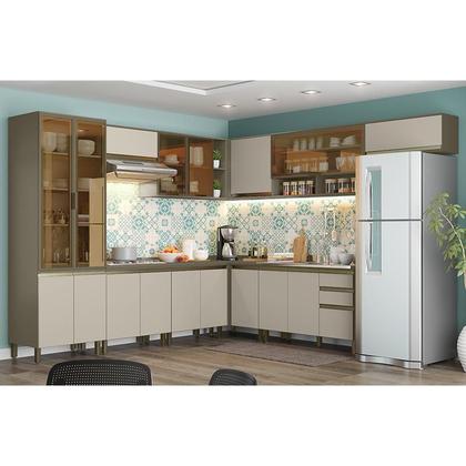 Imagem de Cozinha Completa de Canto 10 Peças Connect com Cristaleira - Móveis Henn