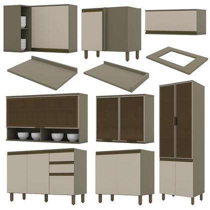 Imagem de Cozinha Completa de Canto 10 Peças Connect com Cristaleira - Móveis Henn