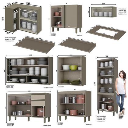 Imagem de Cozinha Completa de Canto 10 Peças Connect com Cristaleira - Móveis Henn