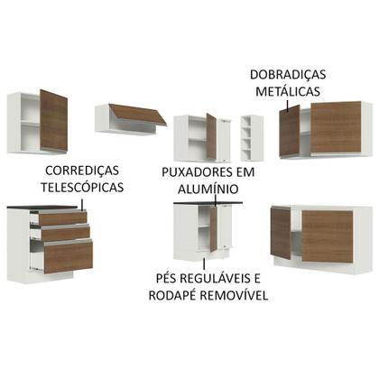 Imagem de Cozinha Completa de Canto 100% MDF Madesa Acordes 409001 com Armário e Balcão - Branco/Rustic