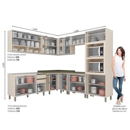Imagem de Cozinha Completa de Canto 14 Portas 3 Gavetas Connect Henn - Off White