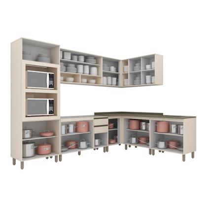 Imagem de Cozinha Completa de Canto 15 Portas 3 Gavetas Connect Henn - Off White