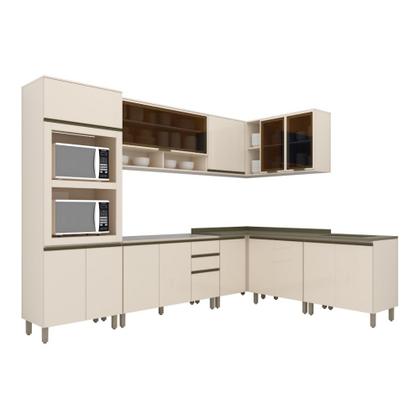 Imagem de Cozinha Completa de Canto 15 Portas 3 Gavetas Connect Henn - Off White