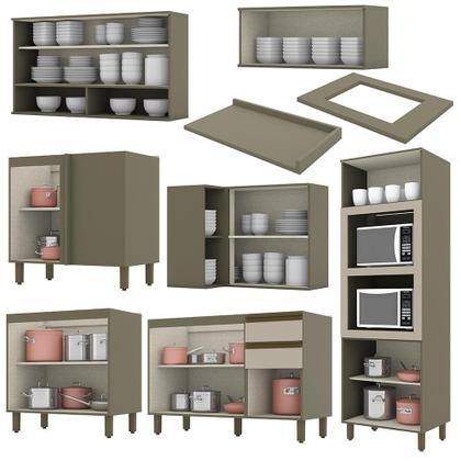 Imagem de Cozinha Completa de Canto 7 Peças Connect com Torre Quente 2 Fornos - Móveis Henn