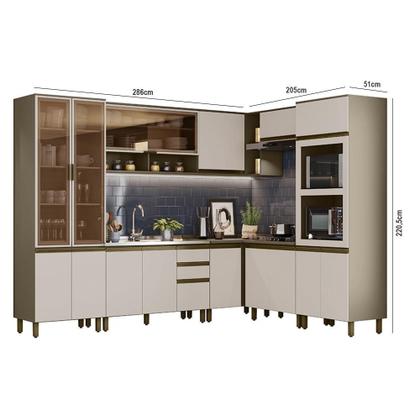 Imagem de Cozinha Completa de Canto 8 Peças Connect com Torre Quente 2 Fornos - Móveis Henn