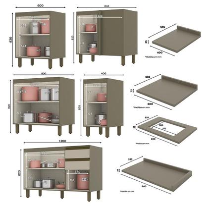Imagem de Cozinha Completa de Canto Connect 12 Peças com Torre Quente 2 Fornos - Móveis Henn