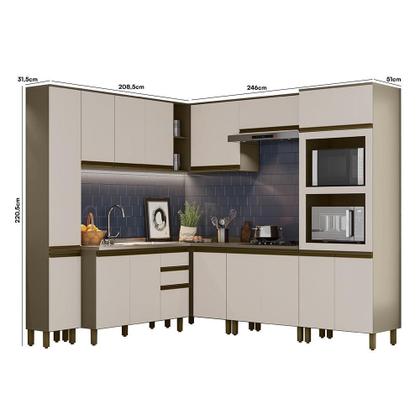 Imagem de Cozinha Completa de Canto Connect 8 Peças com Torre Quente 2 Fornos - Móveis Henn