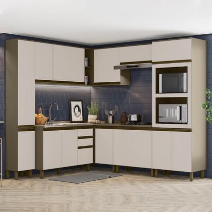 Imagem de Cozinha Completa de Canto Connect 8 Peças com Torre Quente 2 Fornos - Móveis Henn