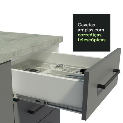 Imagem de Cozinha Completa de Canto Madesa Agata 399002 com Armário e Balcão (Sem Tampo e Pia) - Branco/Cinza