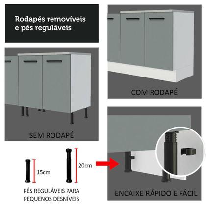 Imagem de Cozinha Completa de Canto Madesa Agata 399002 com Armário e Balcão (Sem Tampo e Pia) - Branco/Cinza