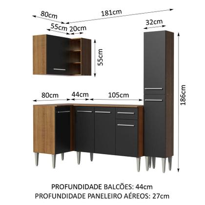 Imagem de Cozinha Completa de Canto Madesa Emilly Song com Armário, Balcão e Adega