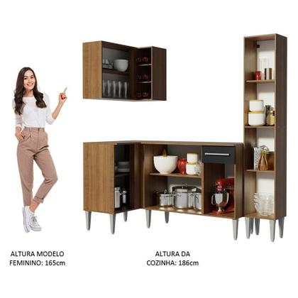 Imagem de Cozinha Completa de Canto Madesa Emilly Song com Armário, Balcão e Adega