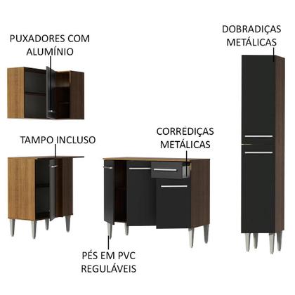 Imagem de Cozinha Completa de Canto Madesa Emilly Song com Armário, Balcão e Adega