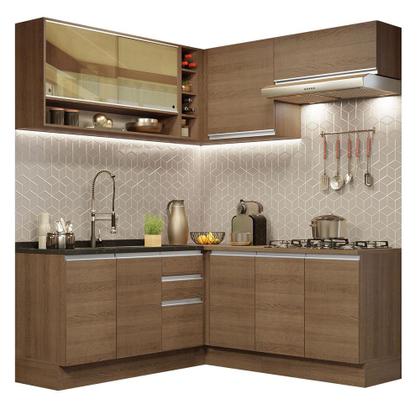 Imagem de Cozinha Completa de Canto Madesa Glamy 349002 com Armário e Balcão (Sem Tampo e Pia) - Rustic