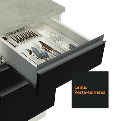 Imagem de Cozinha Completa de Canto Madesa Glamy 419001 com Armário e Balcão (Sem Tampo e Pia) - Branco/Preto