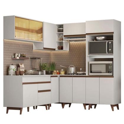 Imagem de Cozinha Completa de Canto Madesa Reims 402001 com Armário e Balcão - Branco