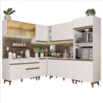 Imagem de Cozinha Completa de Canto Madesa Reims 452001 com Armário e Balcão - Branco