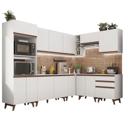 Imagem de Cozinha Completa de Canto Madesa Reims 462001 com Armário e Balcão - Branco