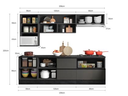Imagem de Cozinha Completa Etna 7 peças Balcão Cooktop Poliman Móveis