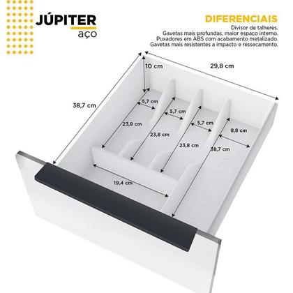 Imagem de Cozinha Completa Gabinete Para Pia 120cm e Armário Aéreo Jupter Cozimax Preto
