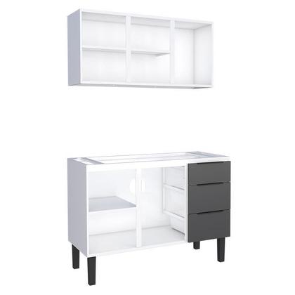 Imagem de Cozinha Completa Gabinete Para Pia 120cm e Armário Aéreo Jupter Cozimax Preto