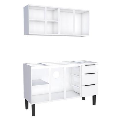 Imagem de Cozinha Completa Gabinete Para Pia 140cm e Armário Aéreo Jupter Cozimax Branco
