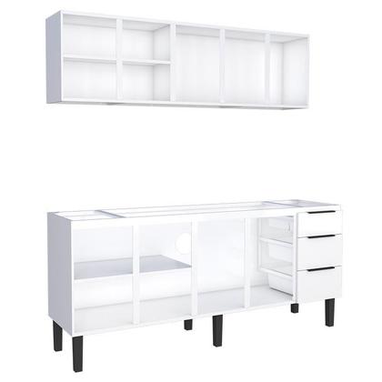Imagem de Cozinha Completa Gabinete Para Pia 200cm e Armário Aéreo Jupter Cozimax Branco