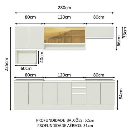 Imagem de Cozinha Completa Genova com Armário e Balcão sem Tampo e Pia