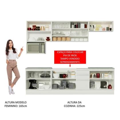 Imagem de Cozinha Completa Genova com Armário e Balcão sem Tampo e Pia