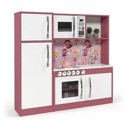 Imagem de Cozinha Completa Infantil Brinquedo Mdf Diana Rosa/branco