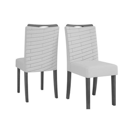 Imagem de Cozinha Completa Itália Tampo Madeirado c/ Vidro Curvo 136x136cm e 8 Cadeiras Julia Freijo/Off White - Suede Kraft - DJ Móveis