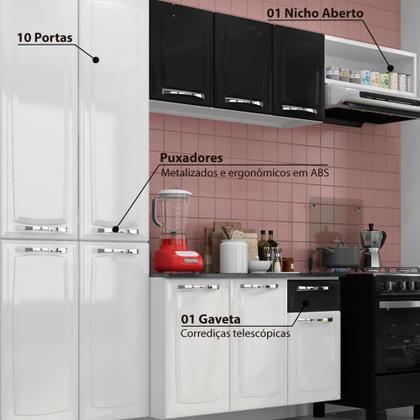 Imagem de Cozinha Completa Itatiaia Aço Amanda Com Paneleiro Duplo Armário Aéreo e Balcão Branco Nevada