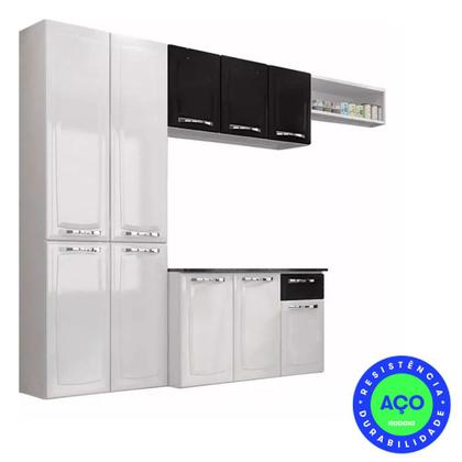 Imagem de Cozinha Completa Itatiaia Aço Amanda Com Paneleiro Duplo Armário Aéreo e Balcão Branco Nevada