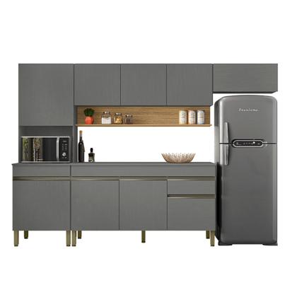 Imagem de Cozinha Completa Line 9 Portas 1 Gaveta Gris/Freijo - Kits Paraná