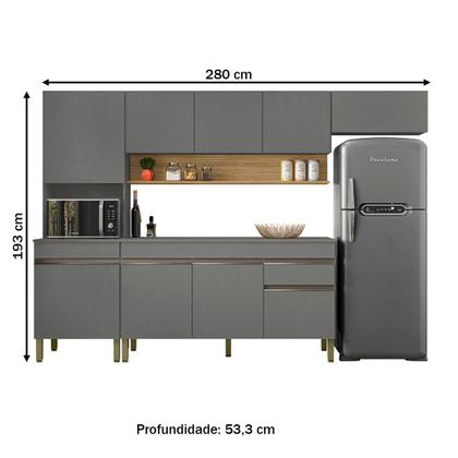 Imagem de Cozinha Completa Line 9 Portas 1 Gaveta Gris/Freijo - Kits Paraná