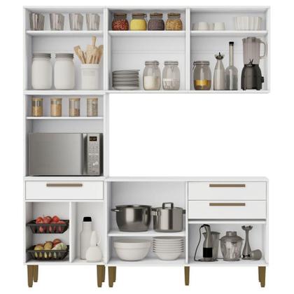 Imagem de Cozinha Completa Lorena 10 Portas 3 Gavetas Branco Kaiki Móveis