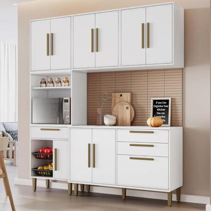 Imagem de Cozinha Completa Lorena 10 Portas 3 Gavetas Branco Kaiki Móveis