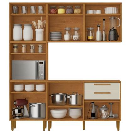 Imagem de Cozinha Completa Lorena 11 Portas 2 Gavetas Nature Off Kaiki Móveis