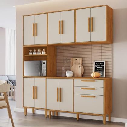 Imagem de Cozinha Completa Lorena 11 Portas 2 Gavetas Nature Off Kaiki Móveis
