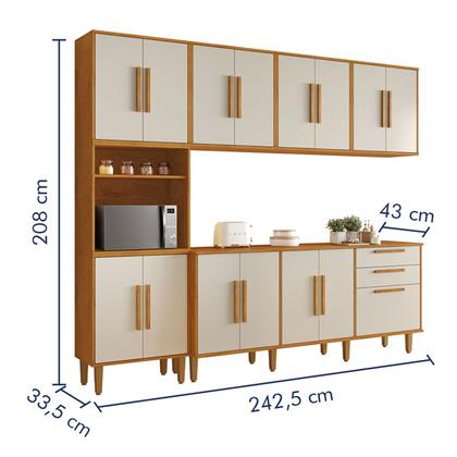 Imagem de Cozinha Completa Lorena 15 Portas 2 Gavetas Nature/Off White - Kaiki Móveis