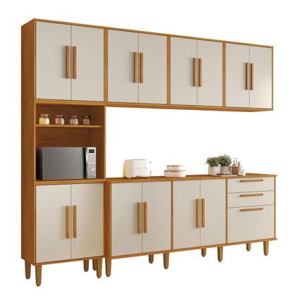 Imagem de Cozinha Completa Lorena 15 Portas 2 Gavetas Nature/Off White - Kaiki Móveis