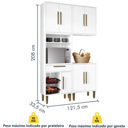 Imagem de Cozinha Completa Lorena 7 Portas 1 Gaveta Branco Kaiki Móveis