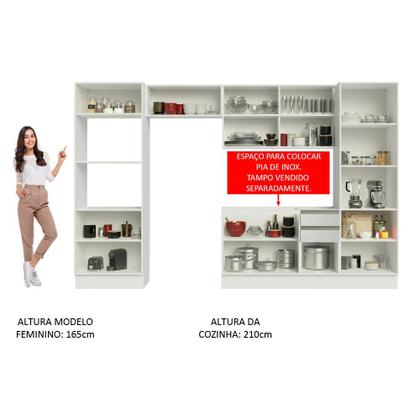 Imagem de Cozinha Completa Madesa 100% MDF Acordes 2 gavetas 11 Portas Branco Brilho (Sem Tampo e Pia)