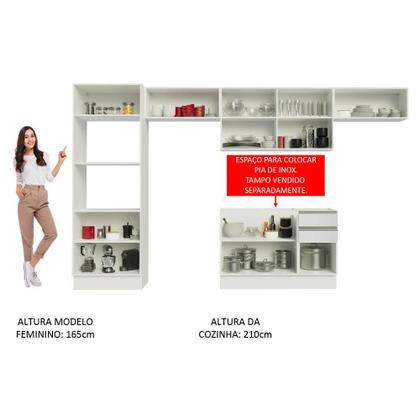 Imagem de Cozinha Completa Madesa 100% MDF Acordes Com Armário e Balcão Portas Branco Brilho