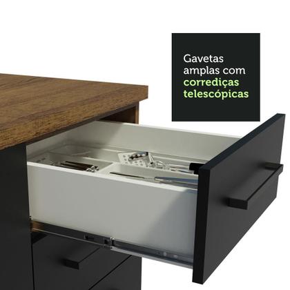Imagem de Cozinha Completa Madesa Agata 270001 com Armário e Balcão (Sem Tampo e Pia) - Rustic/Preto