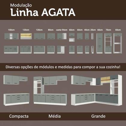 Imagem de Cozinha Completa Madesa Agata 290004 com Armário e Balcão (Com Tampo) - Branco/Cinza