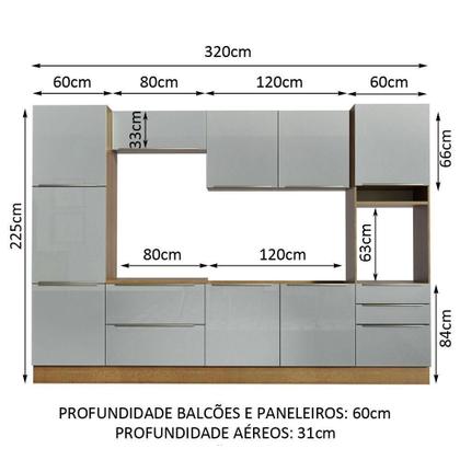 Imagem de Cozinha Completa Madesa Armário e Balcão 9 Portas 5 Gavetas
