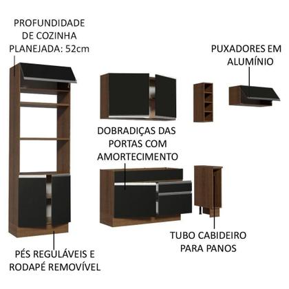 Imagem de Cozinha Completa Madesa Com Armário E Balcão Rustic/preto